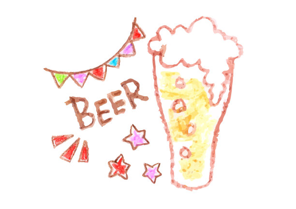 手写插图啤酒花园啤酒图片下载