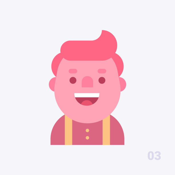 年轻肥胖的红色家伙友好的微笑。现代简洁明了的设计。矢量图标在平面风格。图片下载