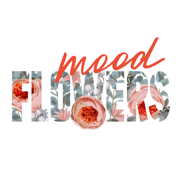 花卉图案的心情t恤印花。图片下载