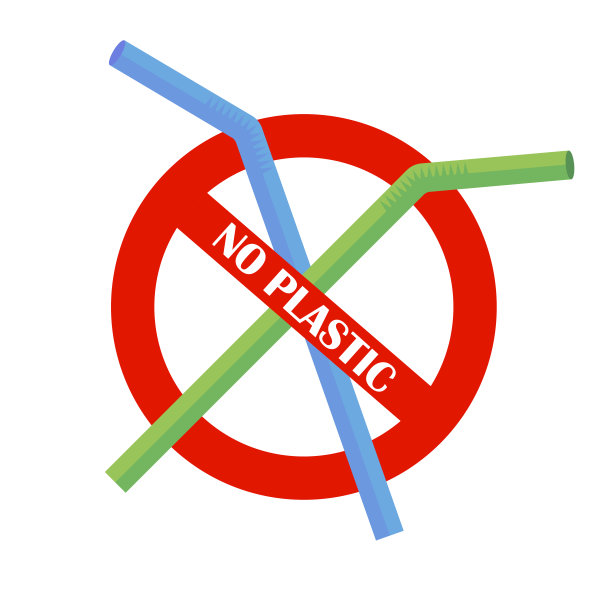 塑料吸管喝。没有塑料。污染问题。环境保护。对塑料产品说不。警告标志。矢量图图片下载