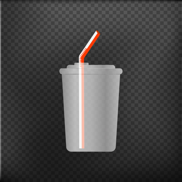 一次性塑料杯与饮用吸管。污染问题。环境保护。矢量图图片下载