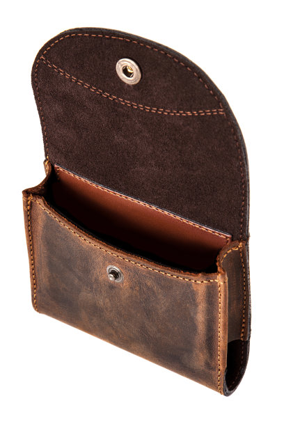 棕色皮革钱包孤立在白色背景图片下载