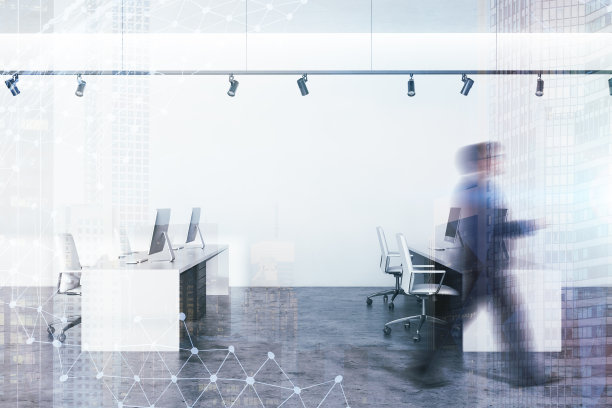 商人在白人现代工作场所图片下载