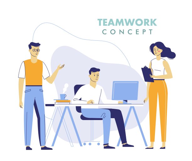 与年轻男女一起工作的团队理念图片下载