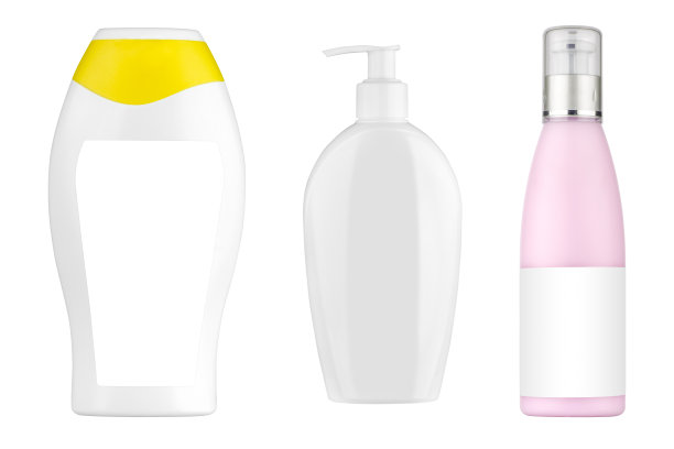 带有空白标签的洗手液和沐浴产品，孤立在白色背景上，包括裁剪路径图片下载