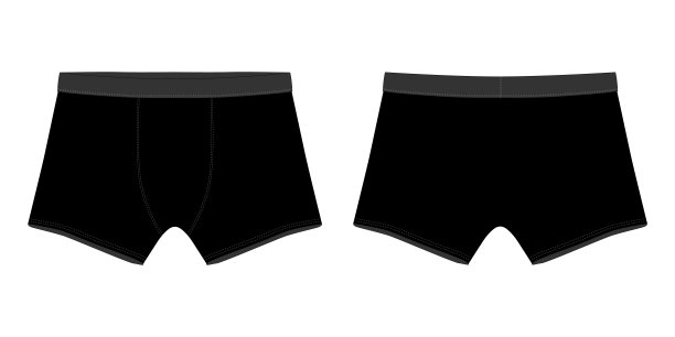 技术草图黑色平角短裤男内裤。图片下载