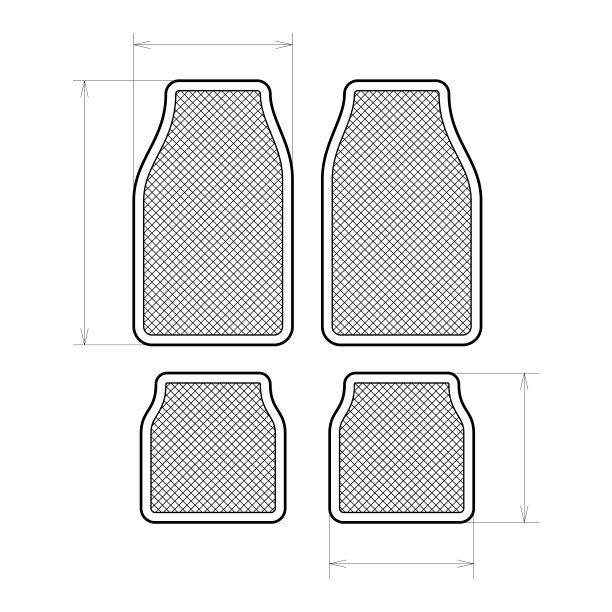 汽车坐垫插图。汽车地板地毯设置尺寸线。图片下载
