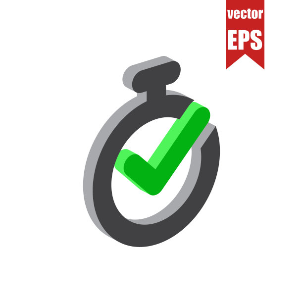 时间认可的等距图标。矢量插图。图片下载