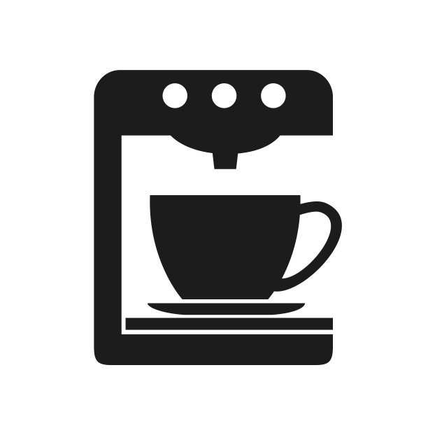 咖啡机图标与杯子。家用咖啡机隔离在平面风格-向量图片下载