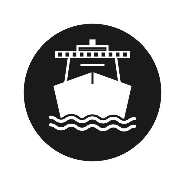 船图标平坦黑色圆形按钮矢量插图图片下载
