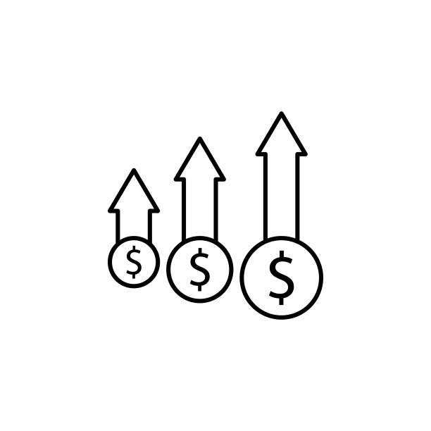 美元、箭头、向上图标。金融图示元素，符号图标可用于网页、Logo、APP、UI、UX图片下载