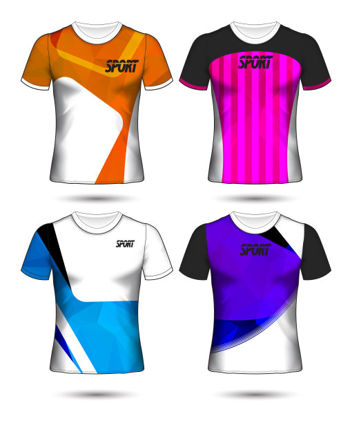 一套足球或足球球衣模板t恤风格，设计你的足球俱乐部矢量插图图片下载