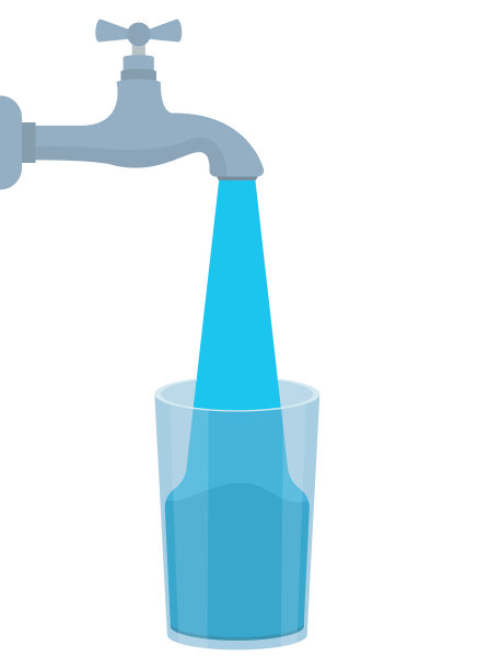 饮用水从龙头矢量设计插图孤立在白色背景图片下载