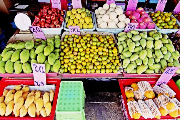 水果摊-曼谷新鲜市场。图片下载