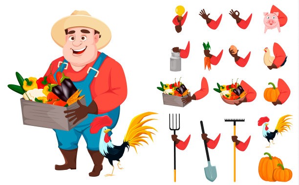 滑稽花匠卡通人物创作套装图片下载