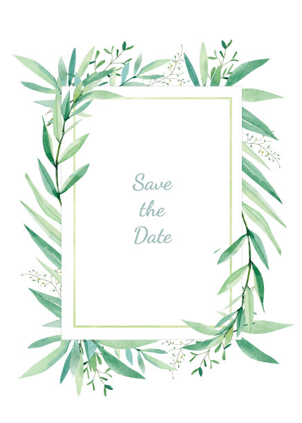 水彩婚礼卡片。野生植物,分支。图片下载