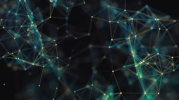 神经丛、点和光线的抽象形式的3D渲染图片下载