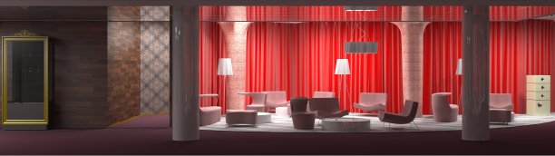 餐厅，室内可视化，3D插图图片下载