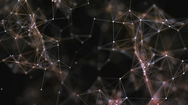 神经丛、点和光线的抽象形式的3D渲染图片下载