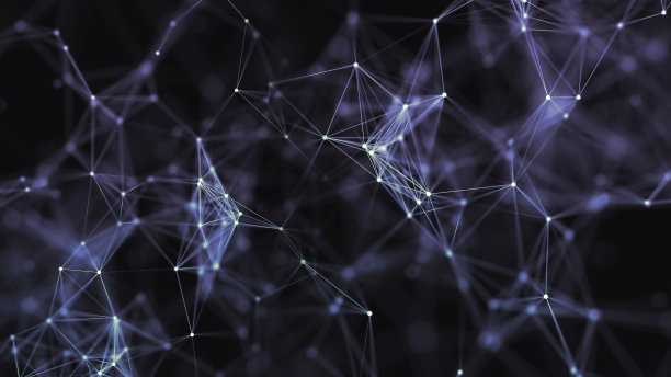 神经丛、点和光线的抽象形式的3D渲染图片下载