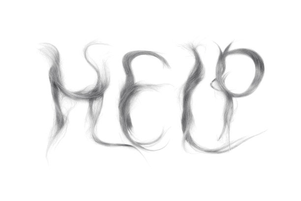 "帮助"这个词是由白发制造的。护发概念”t图片下载