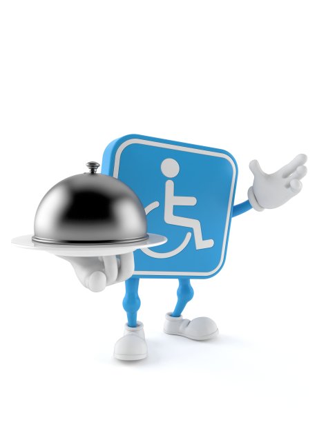 残疾人角色持有餐饮圆顶图片下载