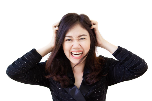 近距离观察亚洲女商人心烦意乱图片下载