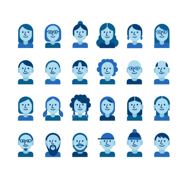 平面人物图标集图片下载