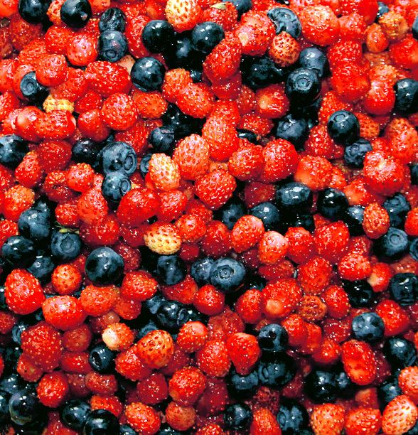 浆果背景的草莓和蓝莓图片下载