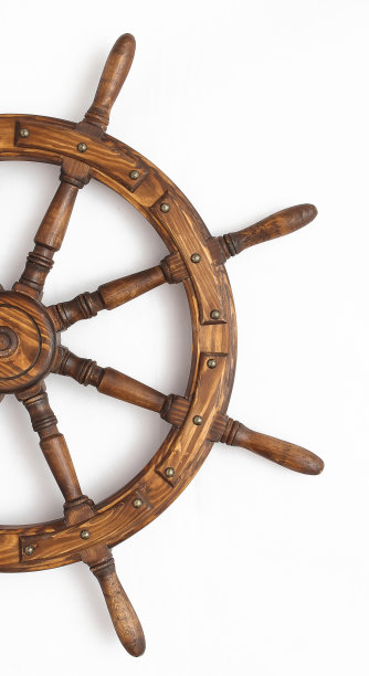 方向盘船在白色背景图片下载