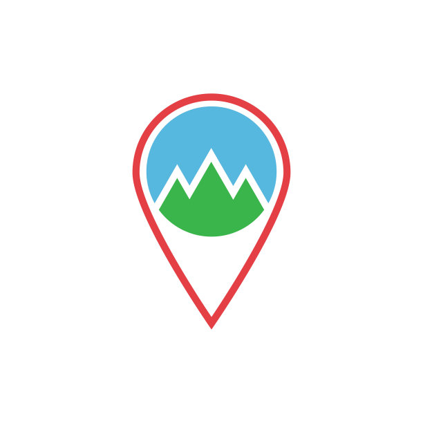 插图位置和山平图标。抽象平面自然图标图片下载