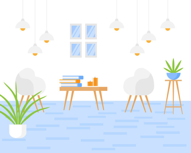 现代住宅设计，平面洗衣间。室内装饰。公寓酒店内部配有舒适的家具，桌子，扶手椅，植物图片下载