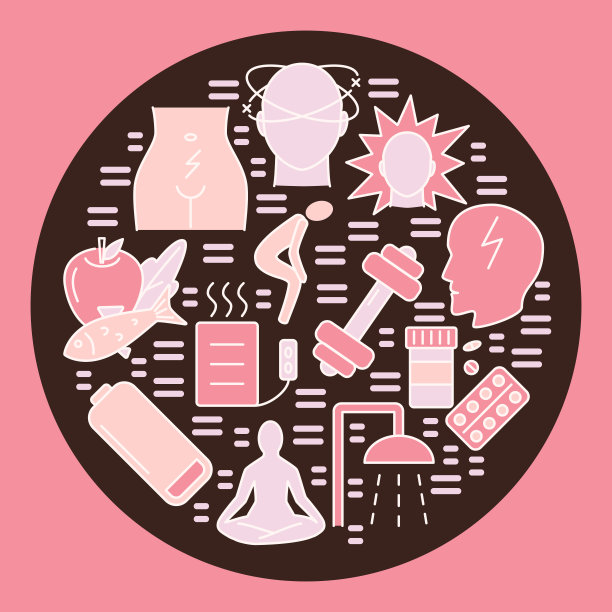 月经期在线条风格中围绕概念横幅图片下载