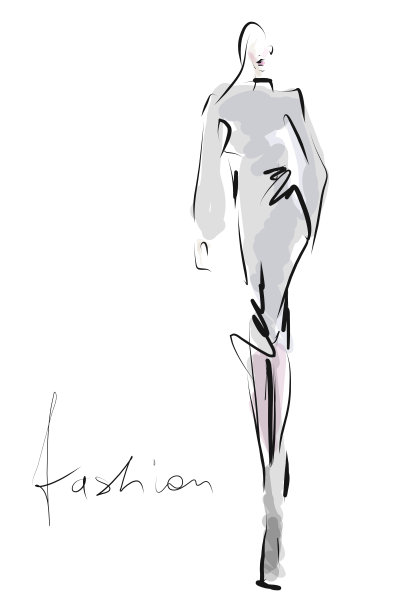 手绘时尚插画。年轻漂亮的女人，女孩，模特图片下载