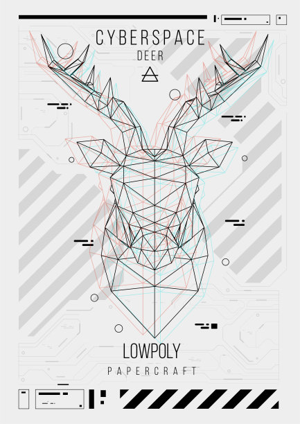摘要低聚模板。带有政治动物的海报。布局与未来HUD元素。图片下载