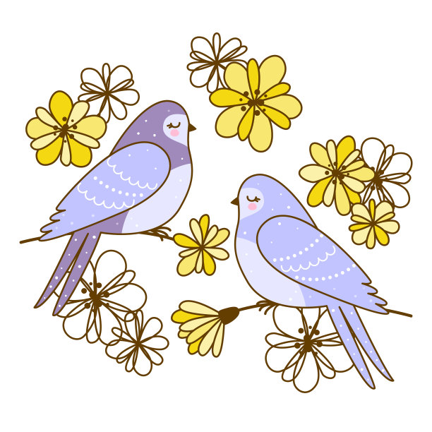 印有可爱燕子的春季贺卡图片下载