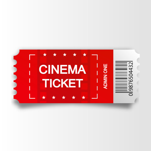 白色背景上孤立的红色电影票。矢量图图片下载