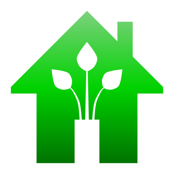 生态屋-绿色家园图标-绿色梯度，孤立-向量图片下载
