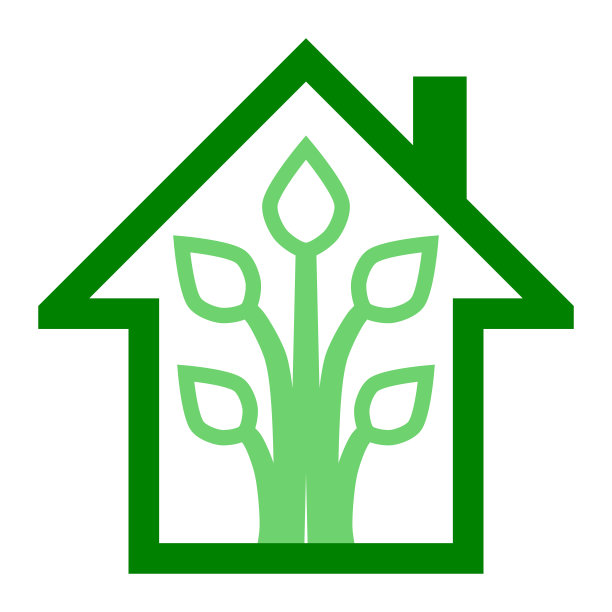 生态屋-绿色家园图标-绿色轮廓，孤立-向量图片下载