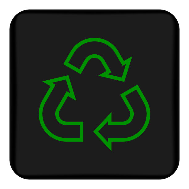 平面线性图标的矢量图像，箭头指示沿三角形旋转。在黑色背景上的绿色三角形上的运动方向的箭头图片下载