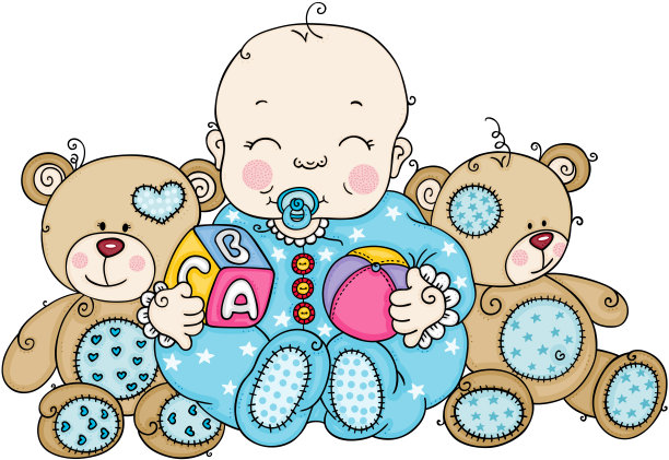 可爱的小男孩和泰迪熊图片下载