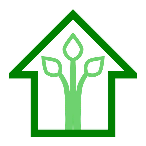 生态屋-绿色家园图标-绿色轮廓，孤立-向量图片下载