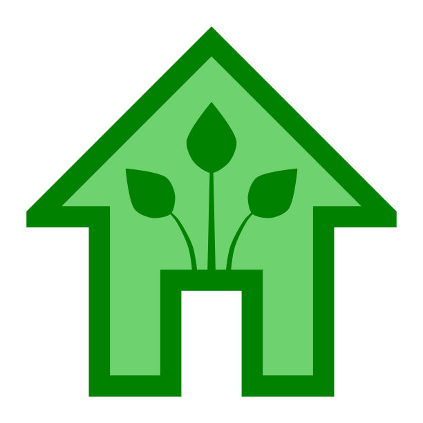 生态屋-绿色家园图标-绿色轮廓，孤立-向量图片下载