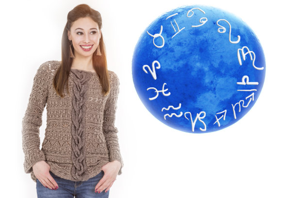 女人占星家和命运的标志，黄道星座和月亮图片下载