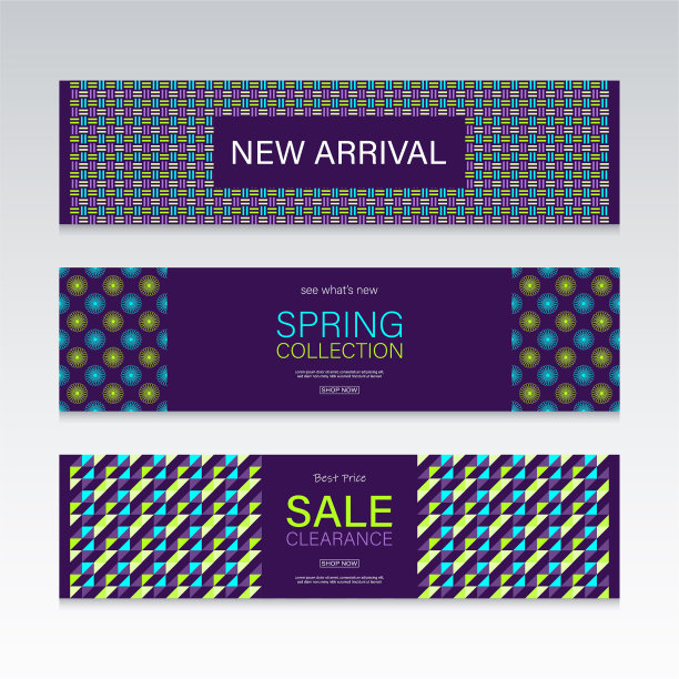 销售和新到达旗帜设计与抽象图案背景。图片下载