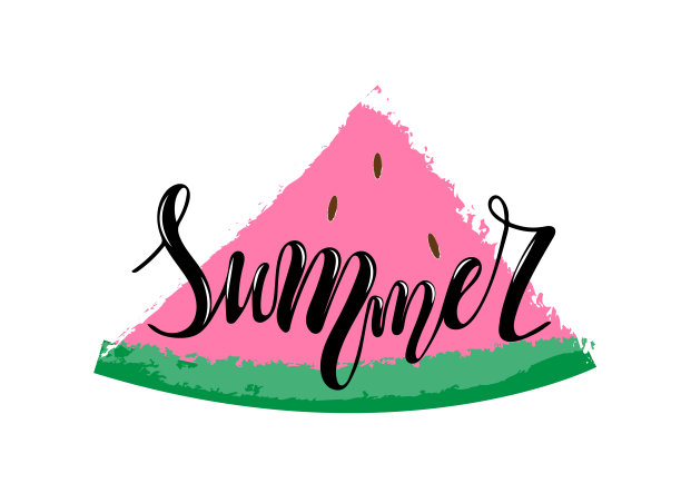 夏季文本的矢量插图图片下载