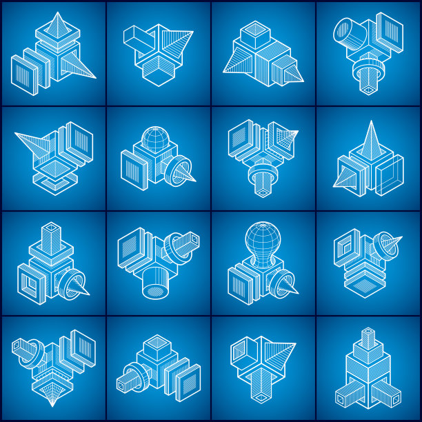 抽象结构向量集，尺寸设计集合。图片下载