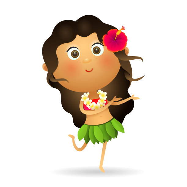 积极跳舞的夏威夷女人。图片下载