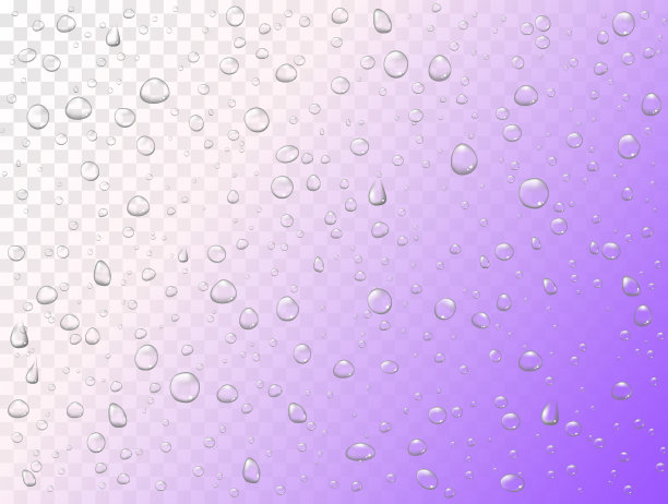 矢量雨水滴在透明的背景。纯液滴凝结。窗户玻璃表面的真实图案图片下载