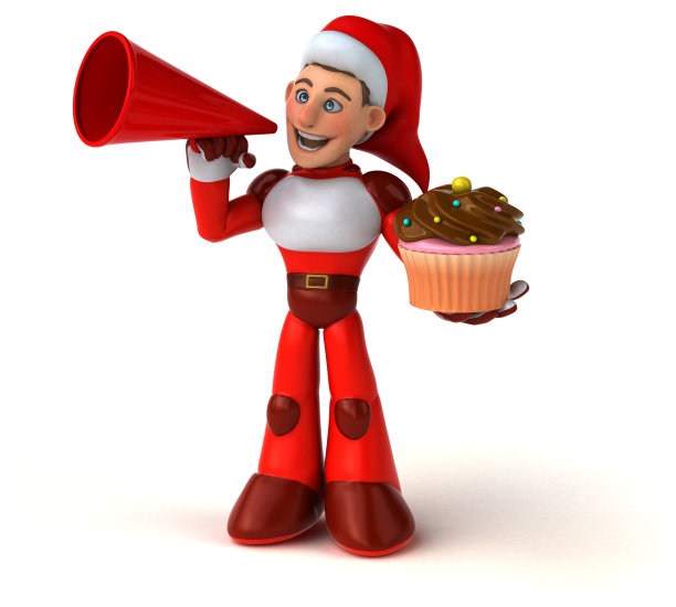 有趣的超级圣诞老人- 3D插图图片下载